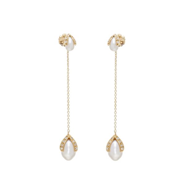 Teardrops gold earrings with diamonds