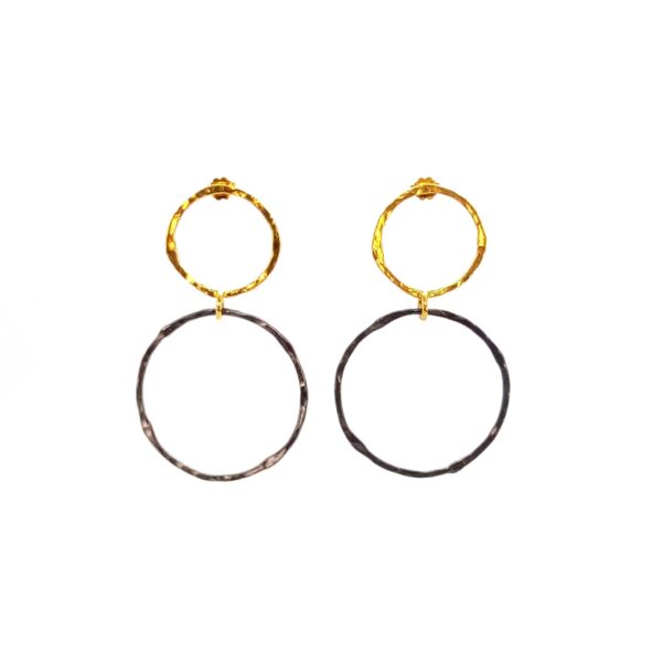 Double circle silver earrings