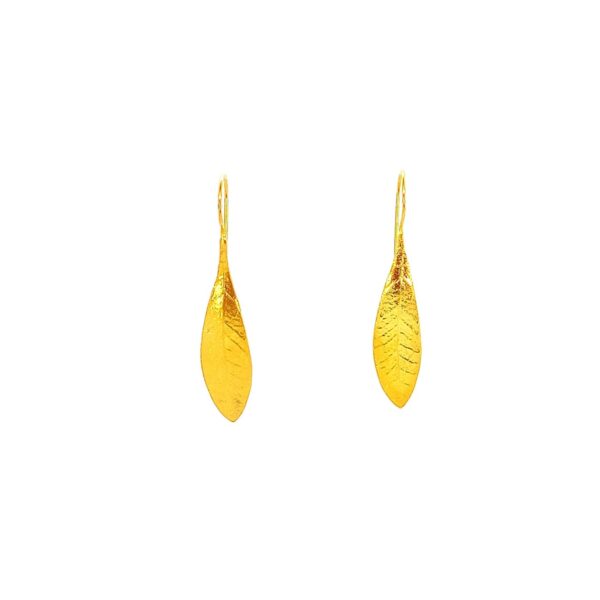 Olive tree leaf silver earrings