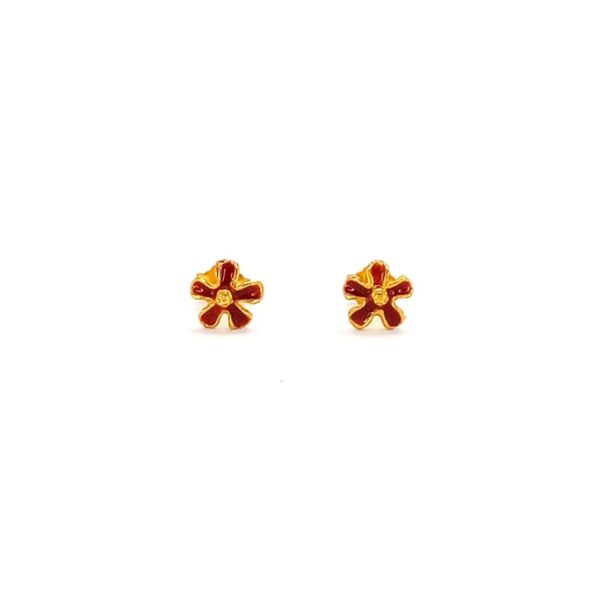Red flower silver earrings