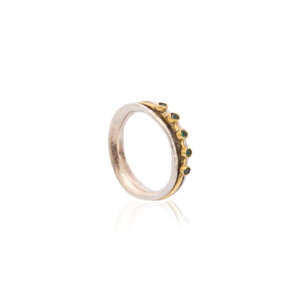 Fineas δαχτυλίδι από ασήμι και χρυσό με σμαράγδια