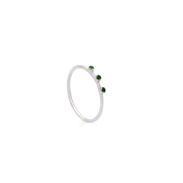 Green triad λευκό χρυσό δαχτυλίδι με σμαράγδια