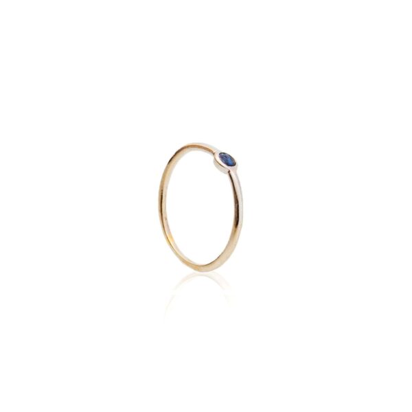 Hermes single stone white gold ring with sapphire